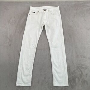 ETRO Milano Slim Fit Jeans Men 32x30 White Jacquard Textured Italy Made Designer